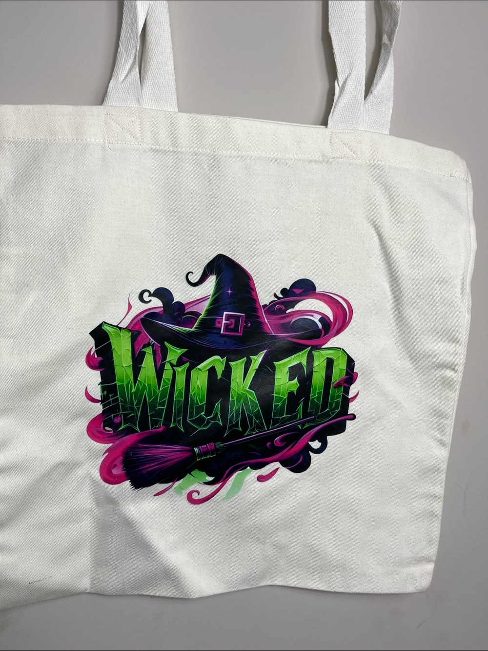 Wicked Graphic Canvas Tote Bag - White